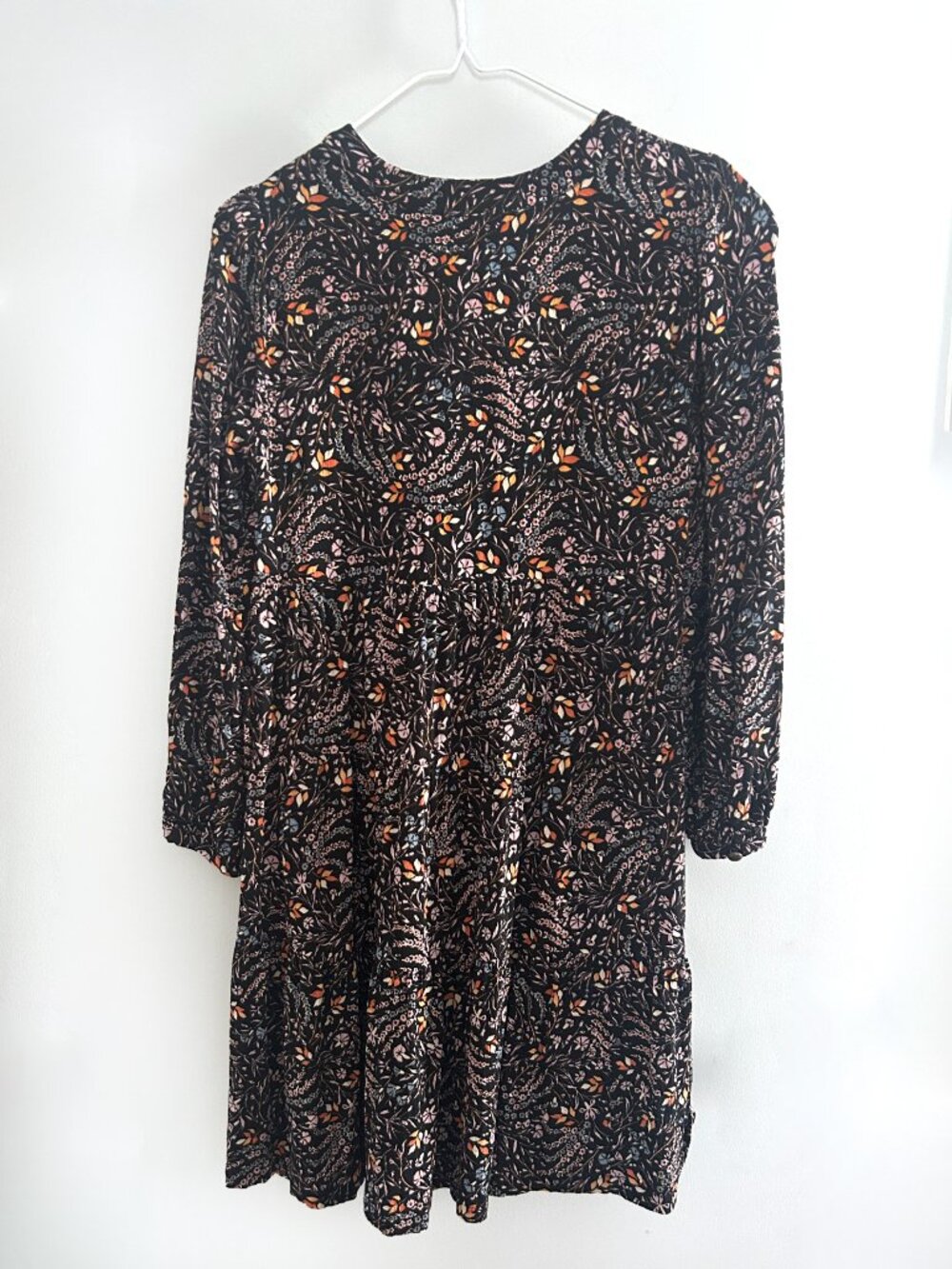Anthropologie Maeve Black Floral Mini Dress Tiered Ruffle Womens S Boho Western - Picture 5 of 10